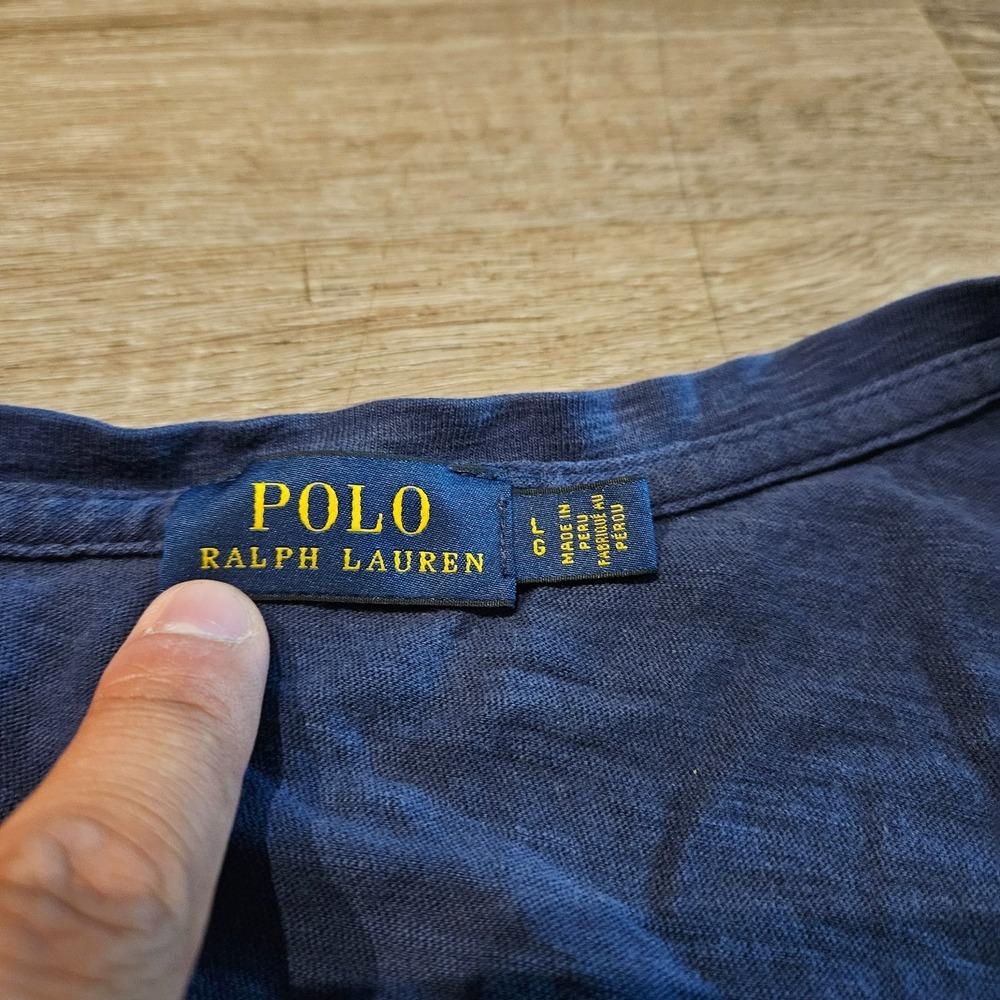 Polo Ralph Lauren Womens Large Blue V Neck Pony Logo Short Sleeve Tee Shirt - Picture 2 of 8